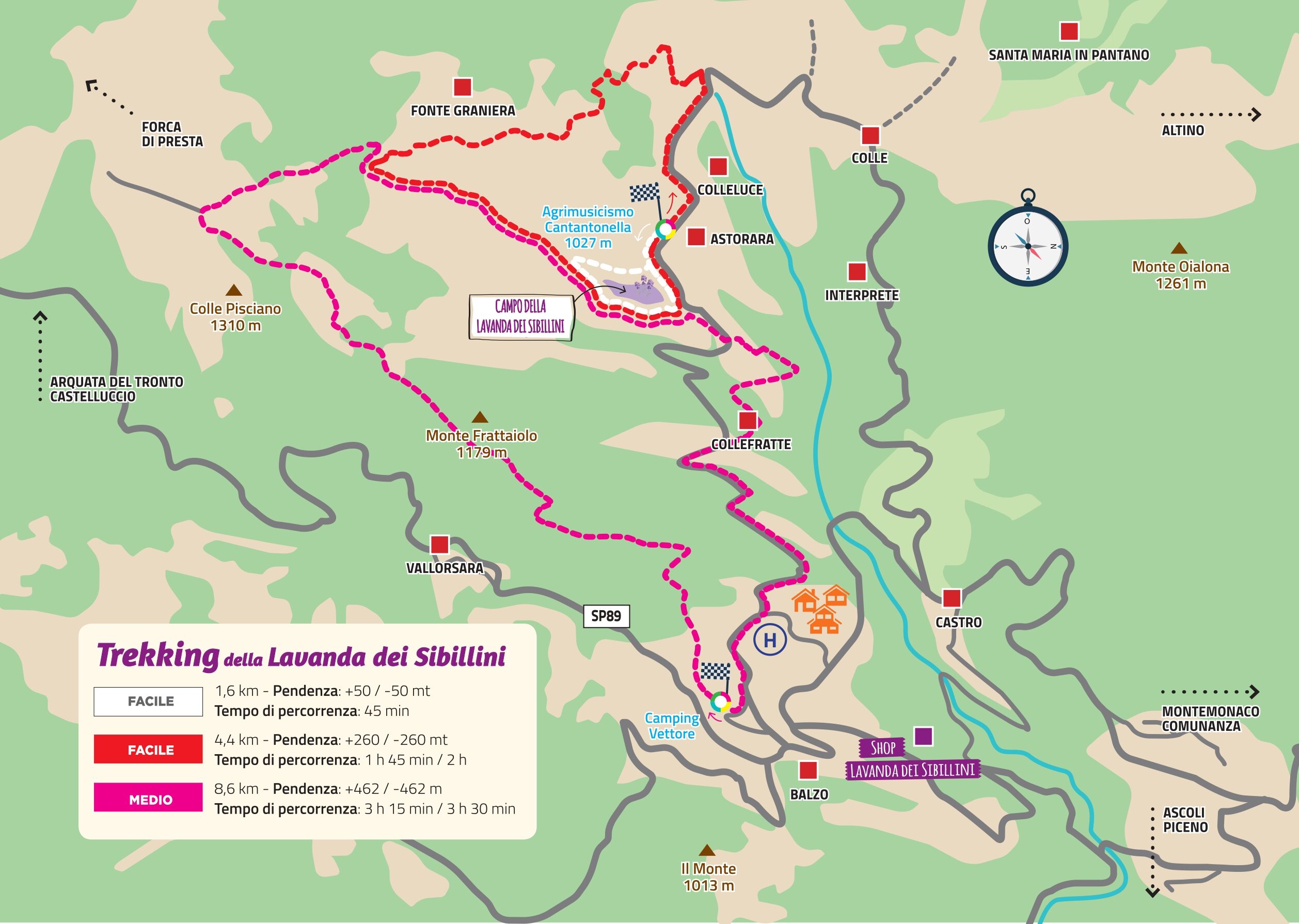 Mappa Trekking della Lavanda dei Sibillini - Montegallo